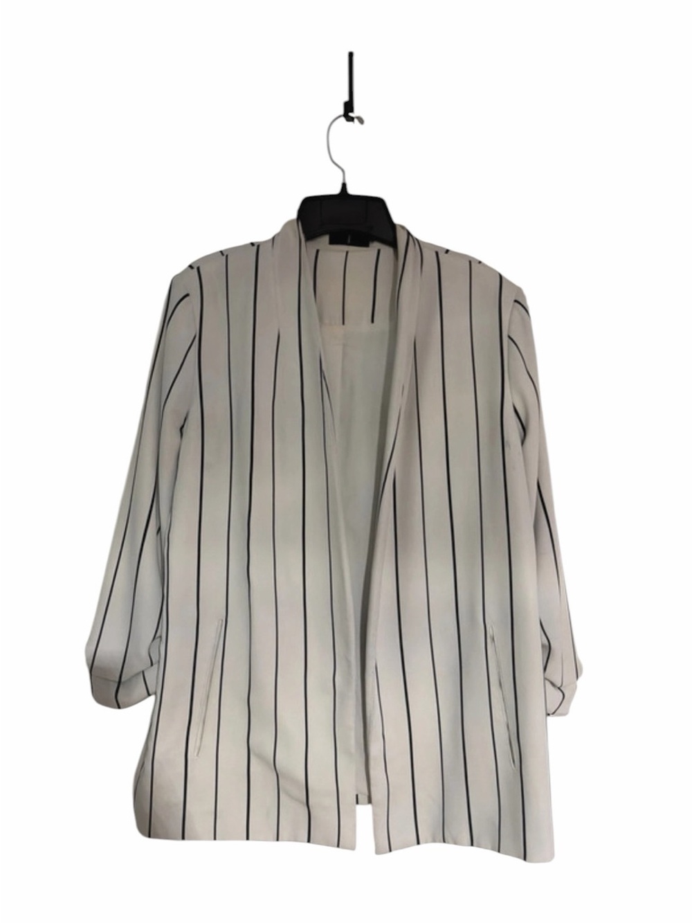 Tahari White Blazer with Black Pinstripes